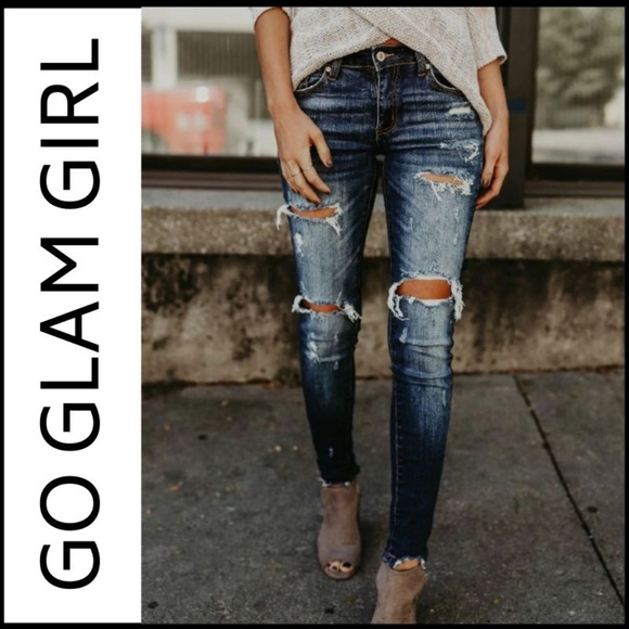 NWT Dark Rinse Ripped Skinny Stretch Jeans - Picture 7 of 7